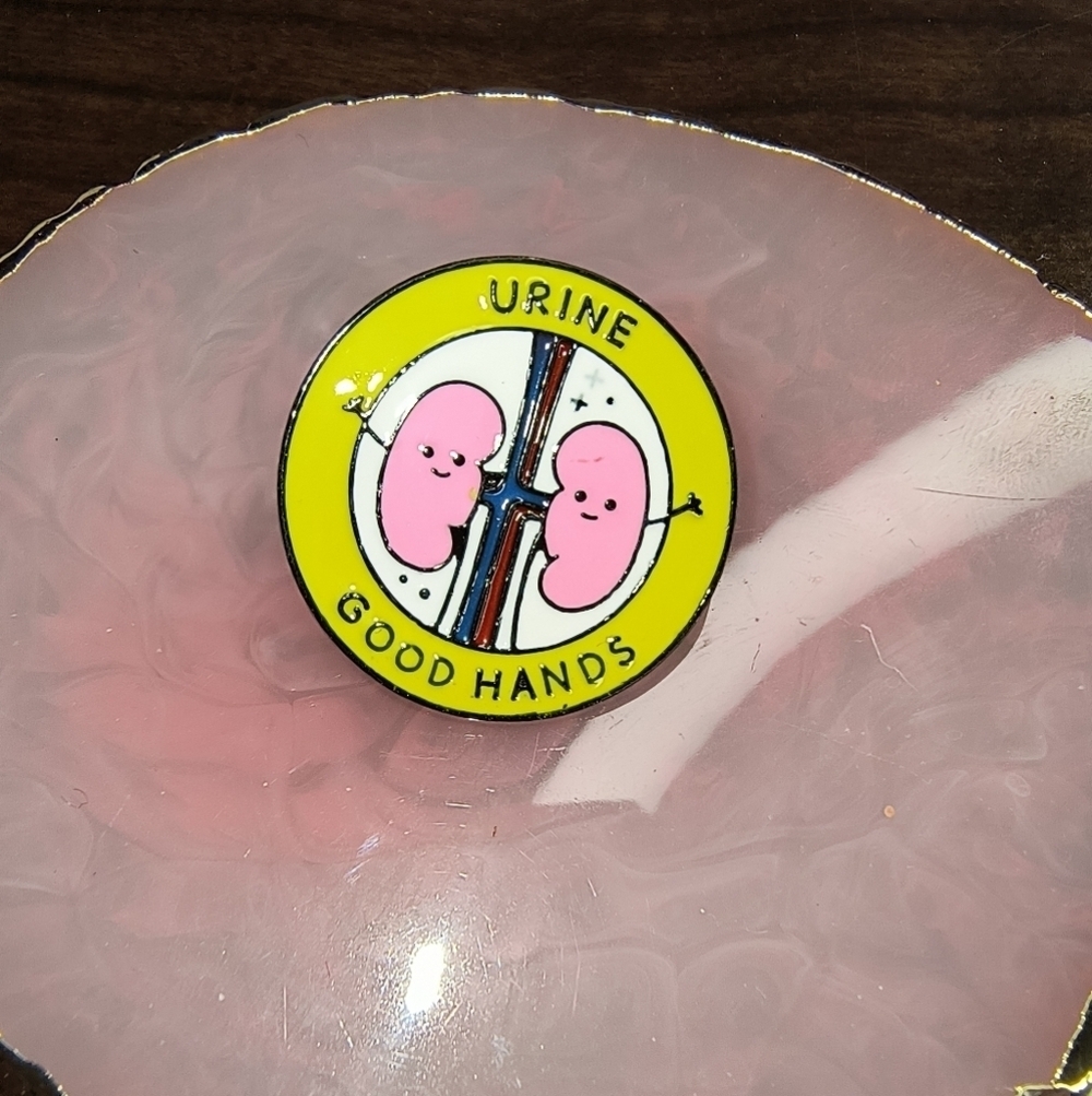 Yellow Enamel Pin with Kidney Design Doctor Nurse Funny